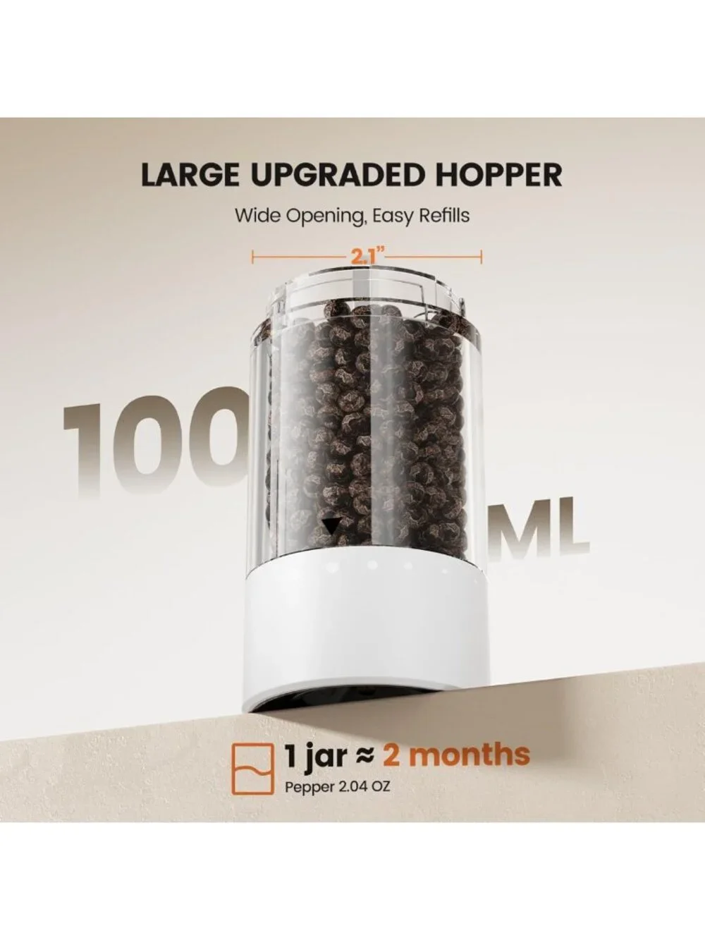 Rechargeable Electric Salt & Pepper Grinder Set - Adjustable Coarseness, 2 Pack